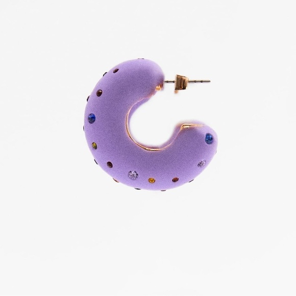 NWT. Zara Purple/Pink Pack of Clay Rhinestone Earrings. - Picture 8 of 12